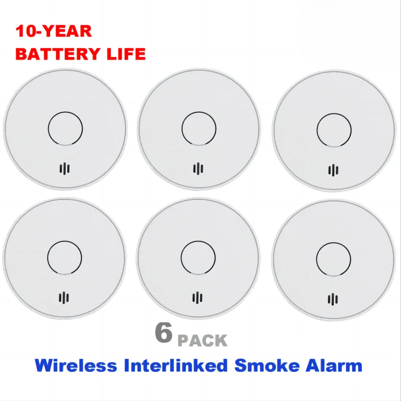 Smoke Detector Interconnected - Wireless Interlinked Smoke Alarm 10 Years
