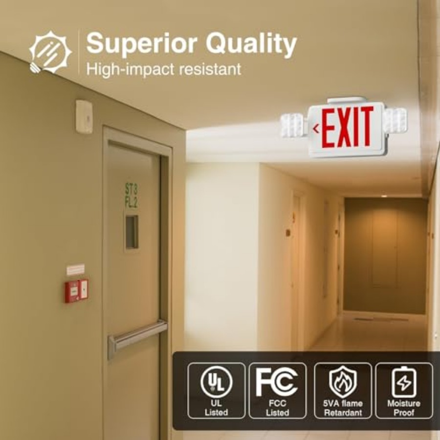 LED Exit Sign with Emergency L - Emergency Exit Sign recension och pris