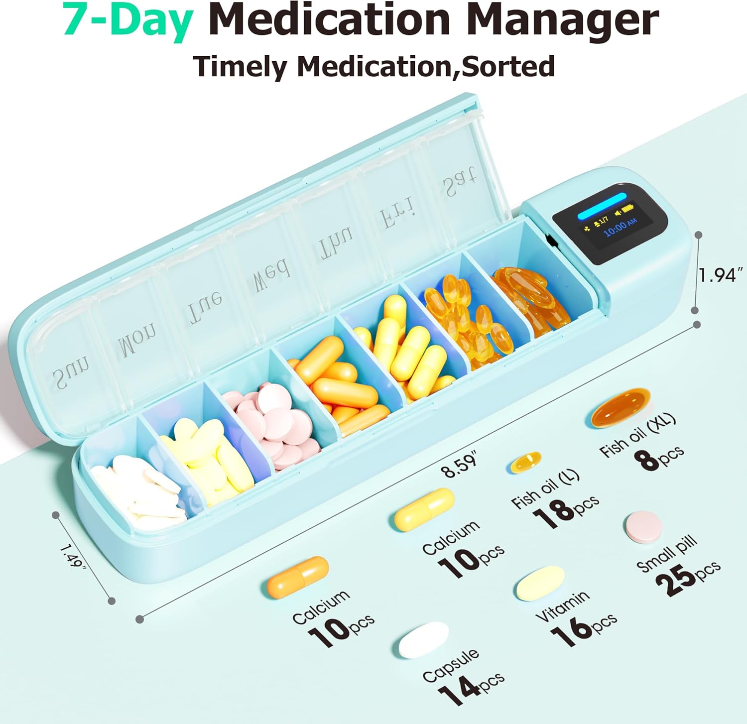 Smart Pill Organizer with Alar - Medicine Cabinet Lock recension och pris
