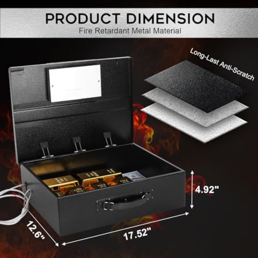 Portable Metal Safe Box with D - Fire Safe Document recension och pris