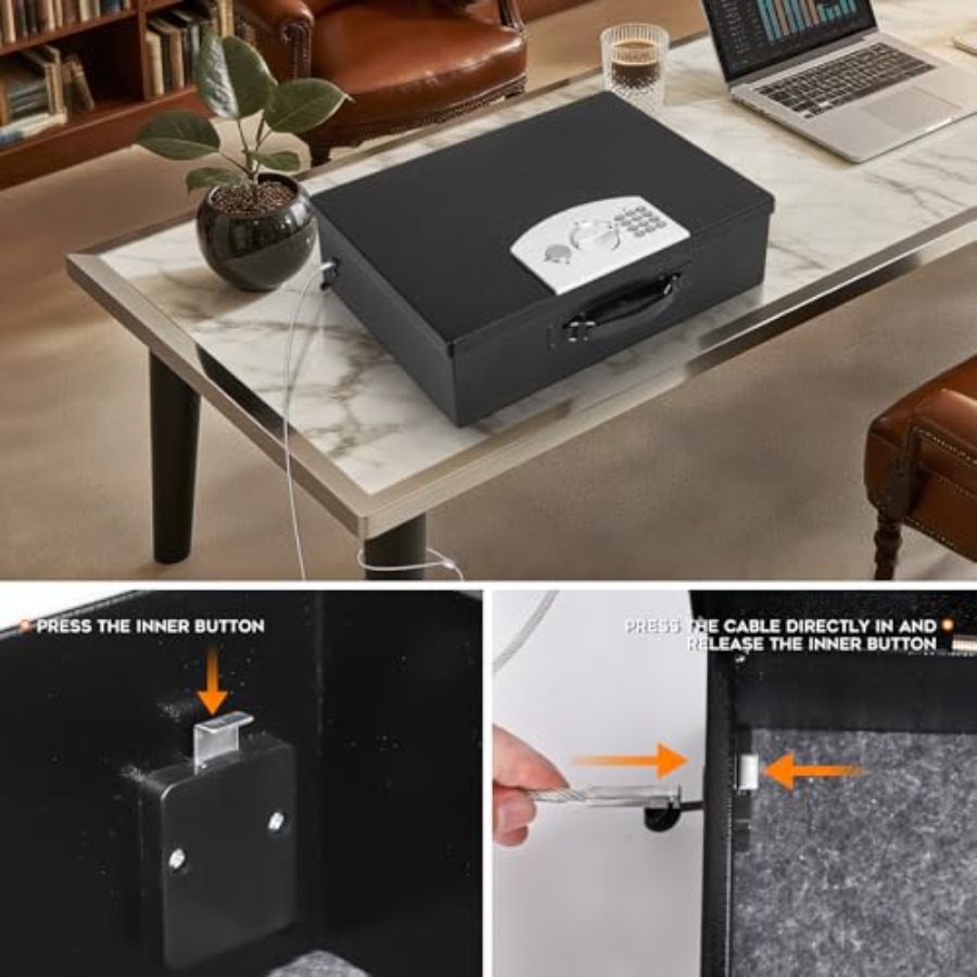 Portable Metal Safe Box with D - Fire Safe Document recension och pris