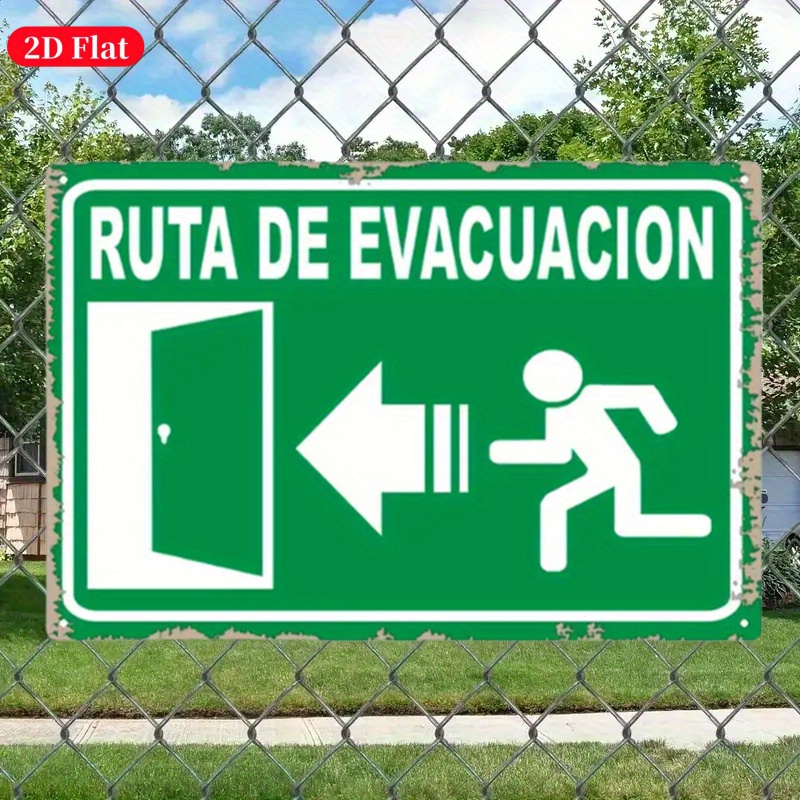 （2D Tin painting）Vintage Metal - Emergency Exit Sign recension och pris