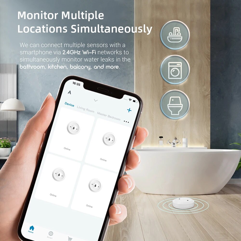Zigbee3.0 Water Leakage Detect - Water Alarm Sensor recension och pris