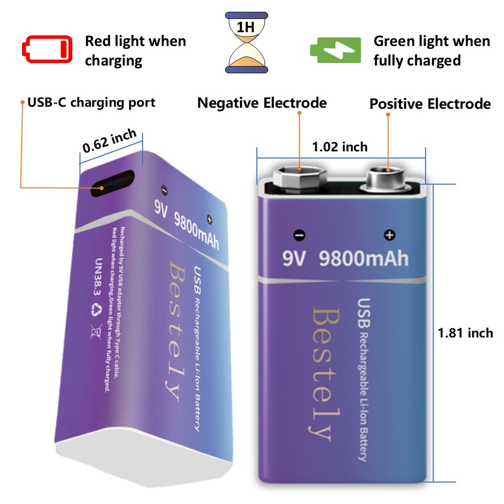 Rechargeable 9V Battery, 9800m - Smoke Detector Interconnected recension och pris