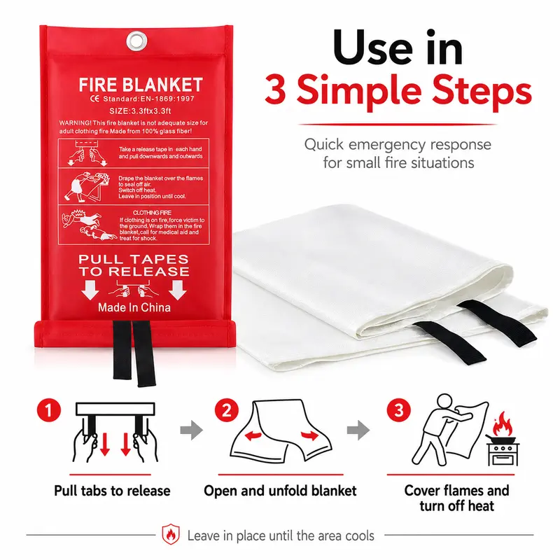 4 Pack Fiberglass Emergency Fi - Fire Blanket Kitchen recension och pris