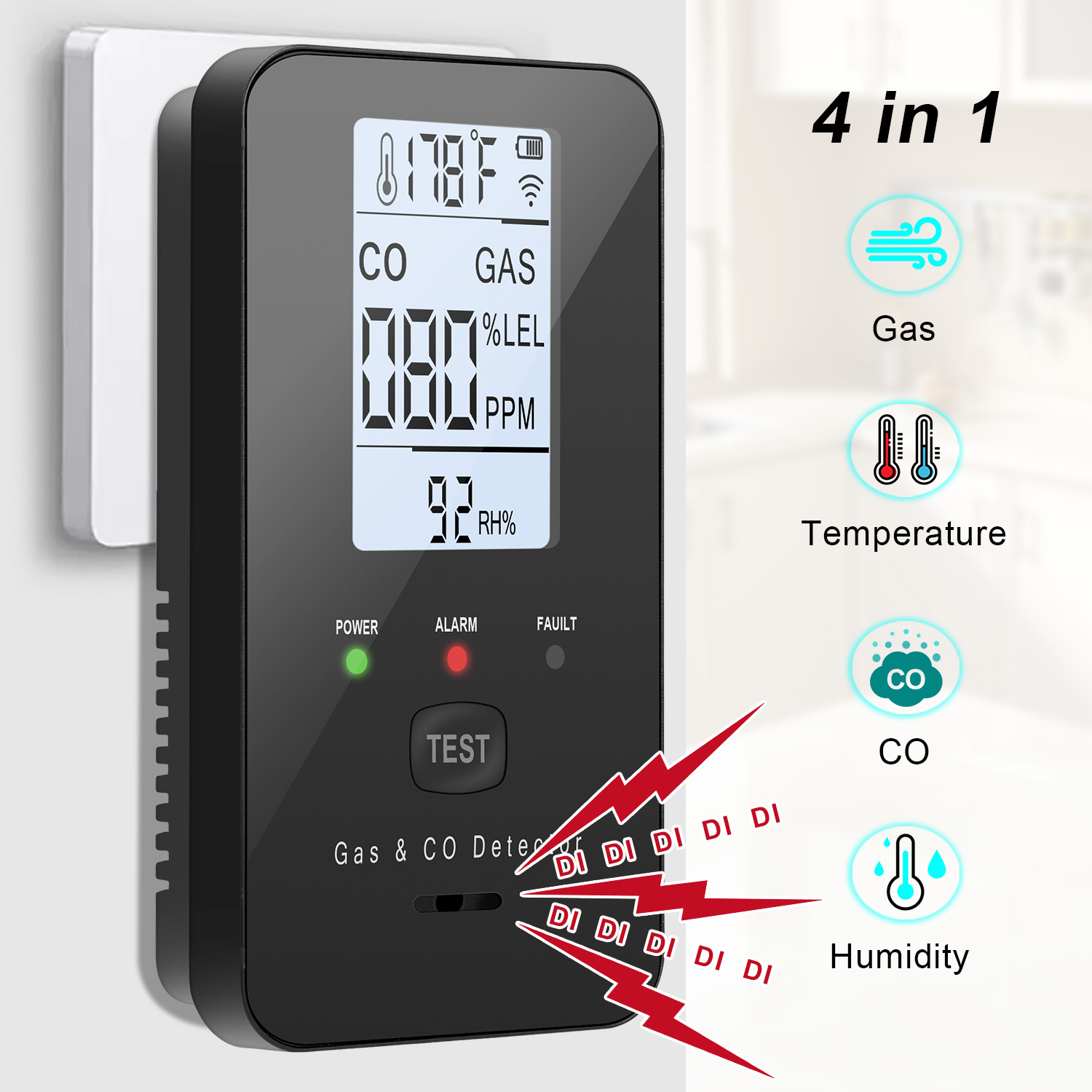 Natural Gas & Carbon Monoxide  - Co Detector Plug recension och pris
