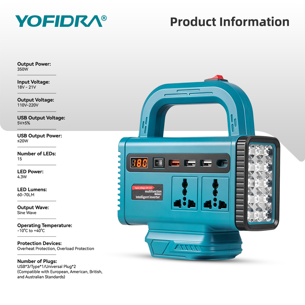YOFIDRA 220V Portable Power In - Power Outage Light recension och pris