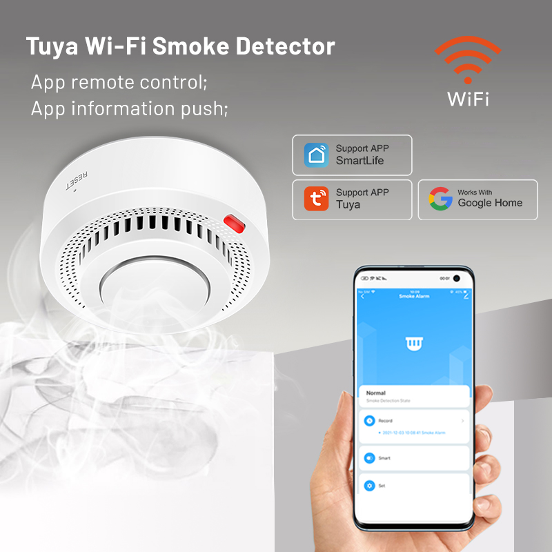 2 Pack Tuya Smart WiFi Smoke D - Smoke Detector Interconnected recension och pris