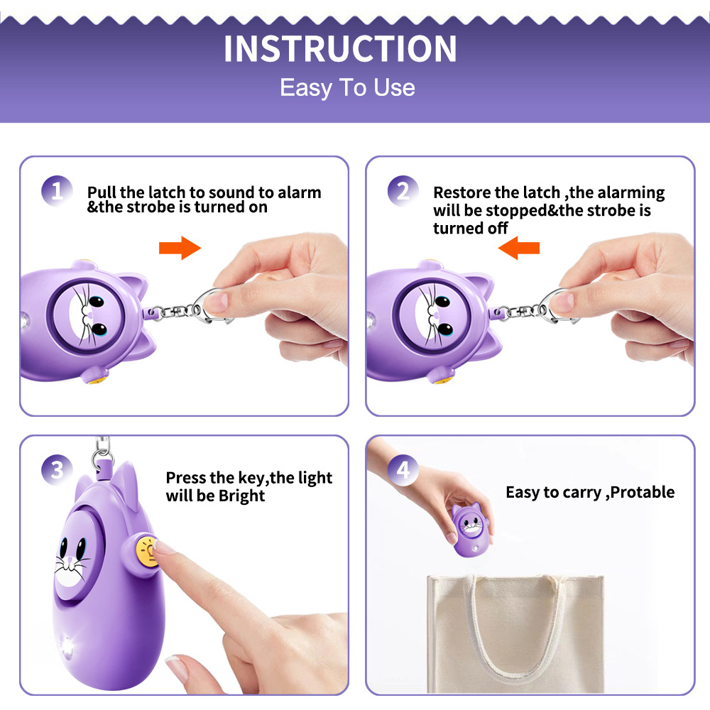 H8 2024 New Cute Cat Personal  - Personal Alarm Keychain recension och pris