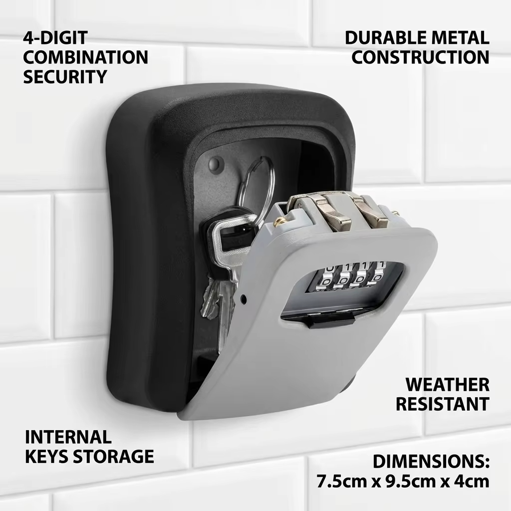 Wall Mount Key Lock Box 4 Digi - Lockbox Key Secure recension och pris