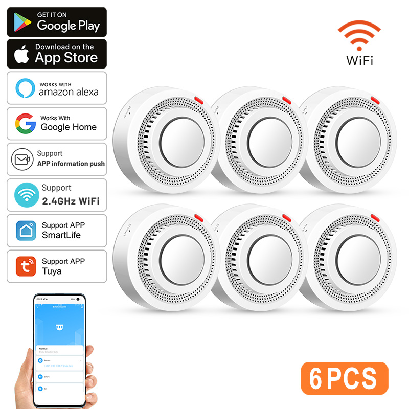 6Pack Tuya WiFi Smart Smoke Se - Smoke Detector Interconnected recension och pris